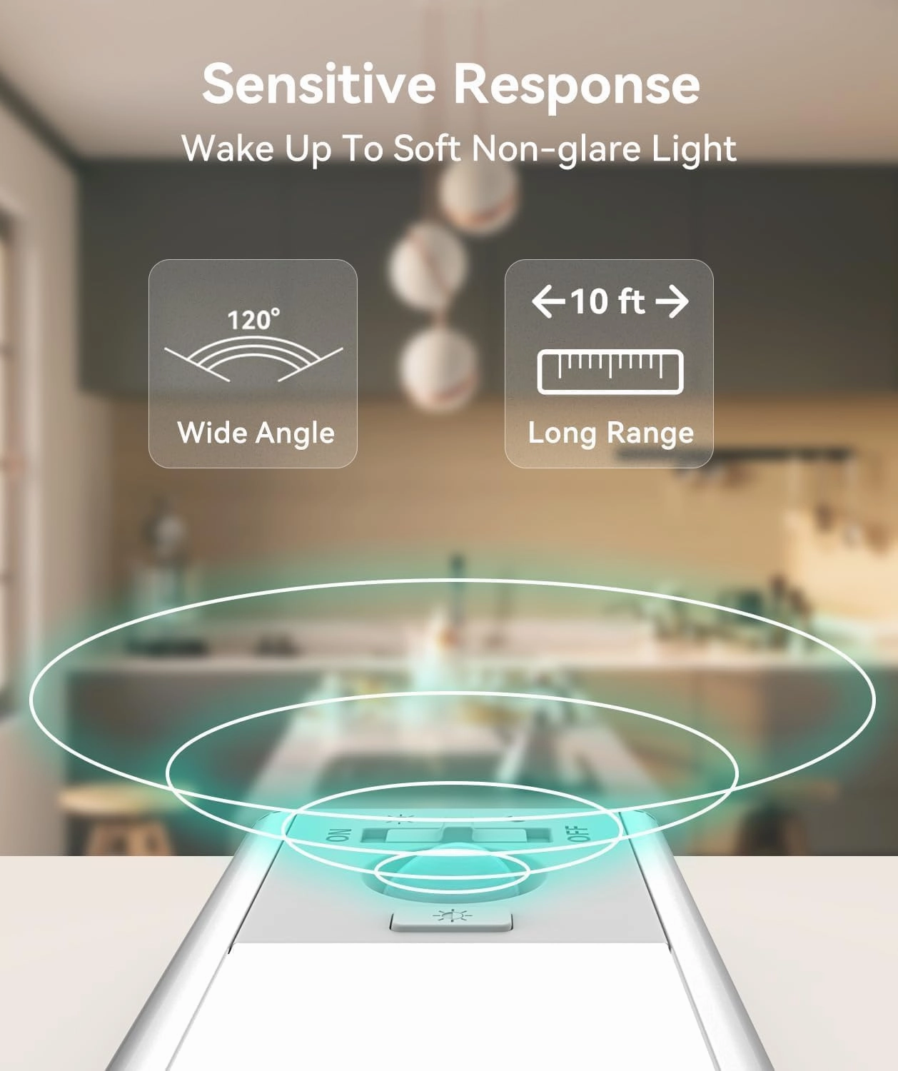 Under Cabinet Lighting, 3200mAh Rechargeable Motion Sensor Light Indoor, LED Battery Operated Cabinet Lights, Dimmable Closet Light, Wireless Under Counter Lights for Kitchen (2pack)