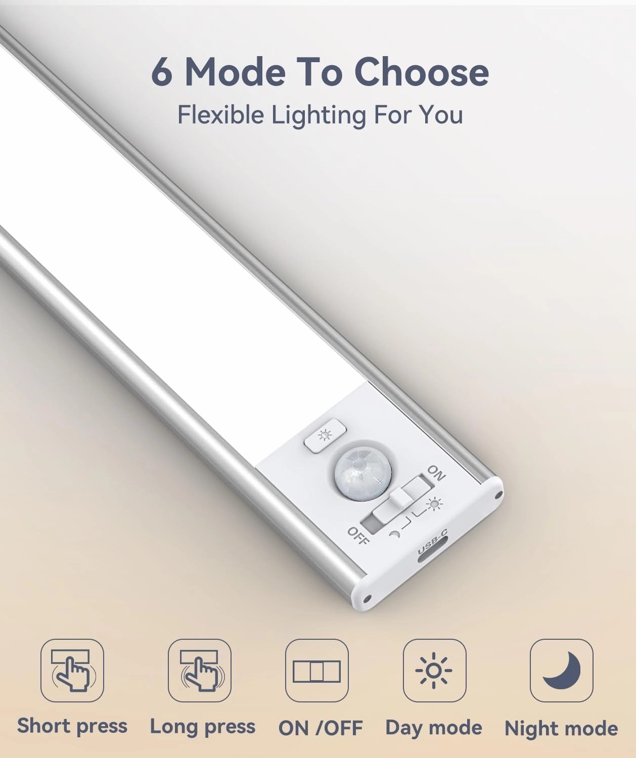 Under Cabinet Lighting, 3200mAh Rechargeable Motion Sensor Light Indoor, LED Battery Operated Cabinet Lights, Dimmable Closet Light, Wireless Under Counter Lights for Kitchen (2pack)