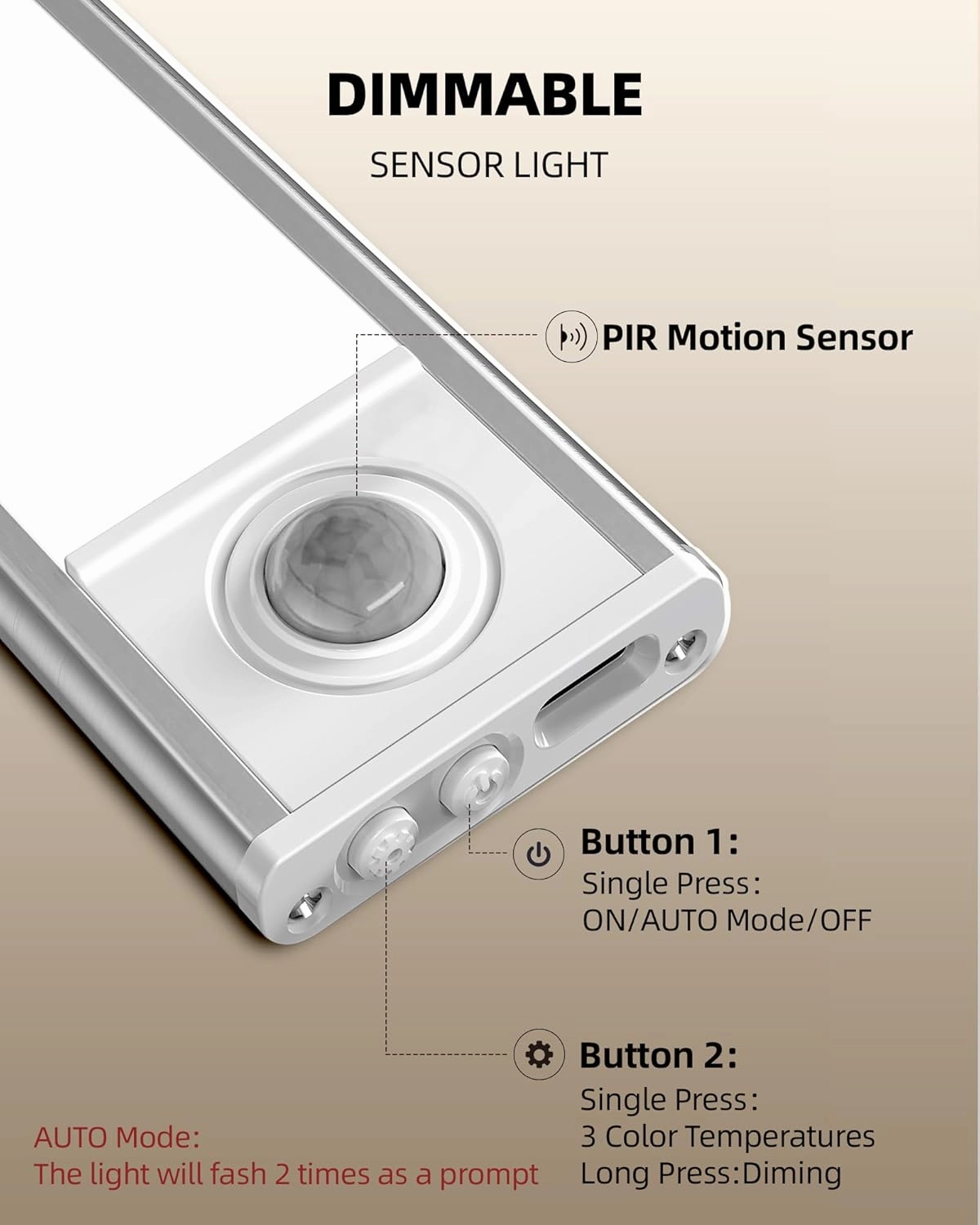 Under Cabinet Lighting Wireless, LED Motion Sensor Light Indoor, Rechargeable Motion Activated Under Cabinet Lights Battery Operated, Dimmable & 3 Color Temps, Under Counter Lights for Kitchen(6Pack)