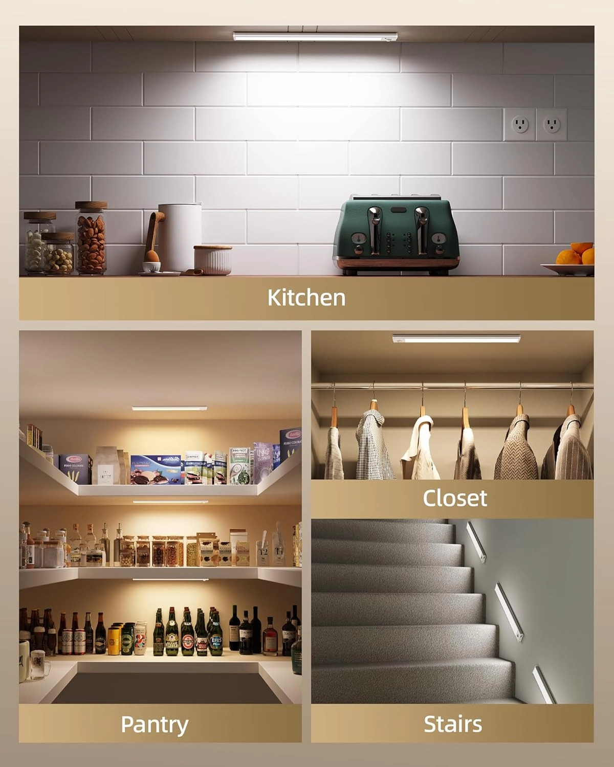 Under Cabinet Lighting Wireless, LED Motion Sensor Light Indoor, Rechargeable Motion Activated Under Cabinet Lights Battery Operated, Dimmable & 3 Color Temps, Under Counter Lights for Kitchen(6Pack)