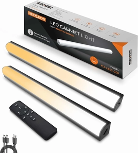 Under Cabinet Lights Remote Control,2 Pack Magnetic Dimmable Closet Lights,USB Rechargeable Wireless LED Shop Light,Ceiling and Under Counter Lights for Kitchen (Black, 20CM)