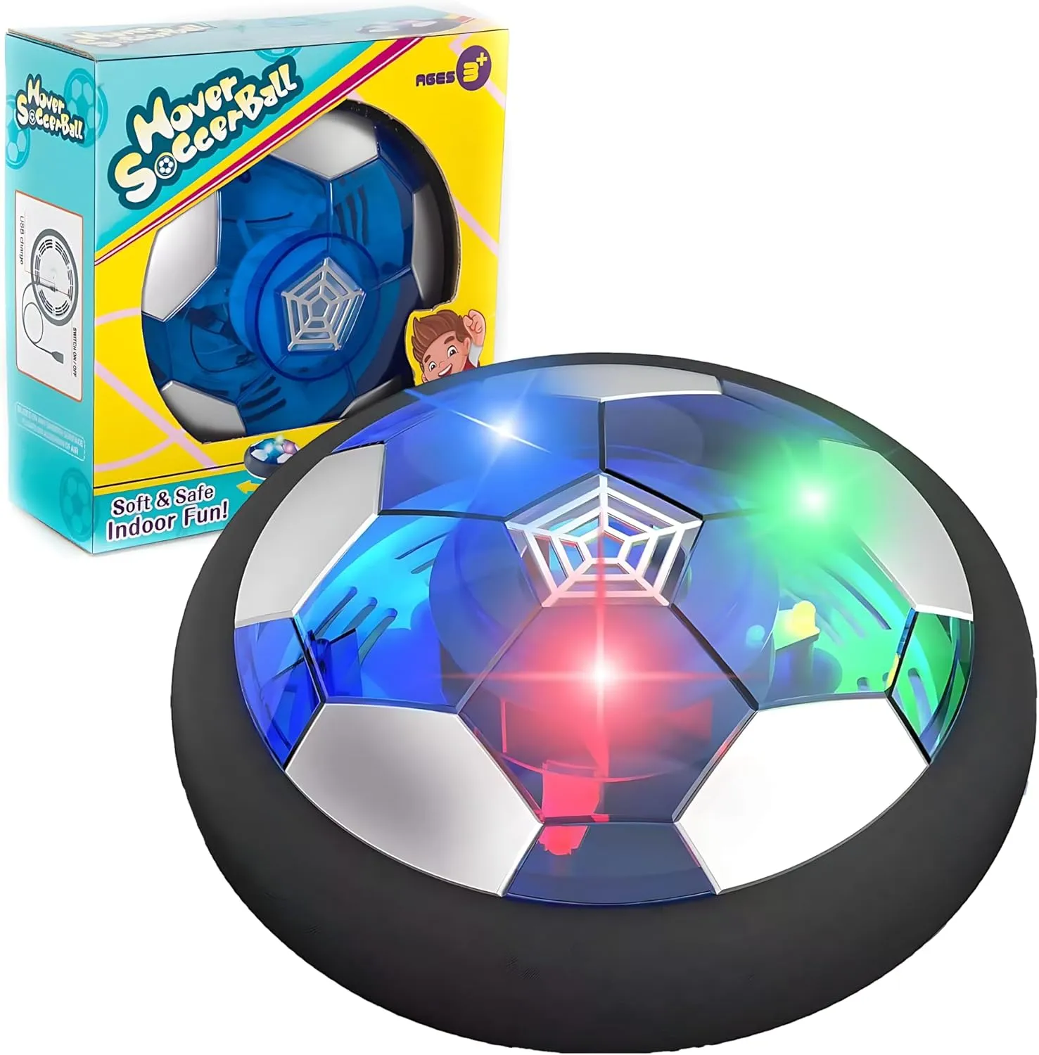 Unifuncy Hover Soccer Ball for Kids - Fun Indoor Soccer Toy for Boys Aged 6-12, Perfect Cool Light-Up Toys for Birthday or Children’s Day Gift for 6, 7, 8, 9, 10, 11, 12 Year Old Boys - Single Pack