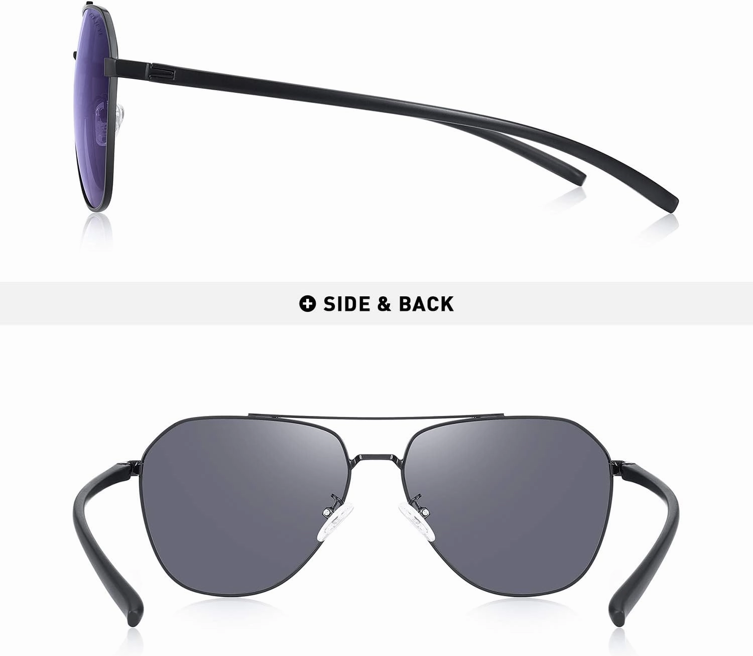 Unisex Polarized Sunglasses for Men - Women Driving Sunglasses Lightweight Metal Frame Classic Retro Designer Style
