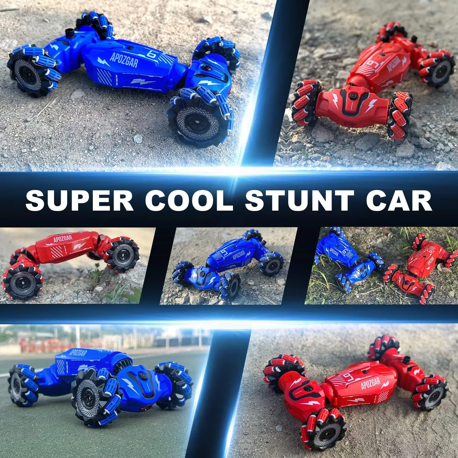 Upgraded Hand Gesture Sensing RC Stunt Car with Lights Music, Spray Drift Hand Gesture RC Car 360° Spins All Terrains Hand Controlled Truck Toys for 6 7 8 9 10 Year Old Boys