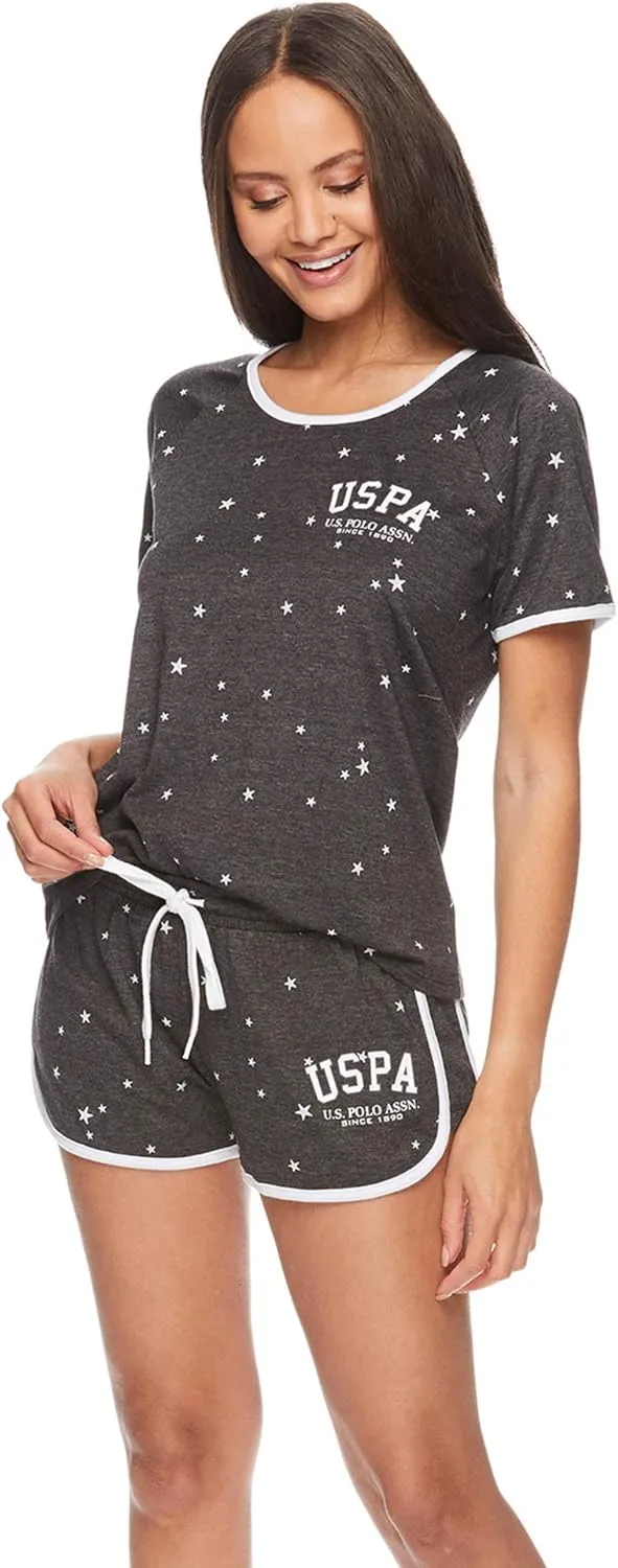 U.S. Polo Assn. Cute Pajama Set for Women, Comfy Tri-Blend PJ Tee Shirt and PJ Shorts, Womens Pajama Sets