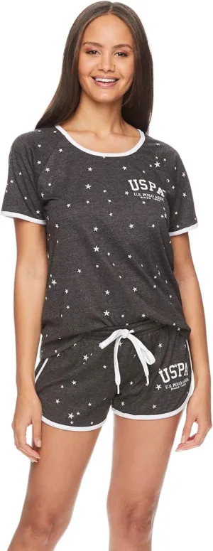 U.S. Polo Assn. Cute Pajama Set for Women, Comfy Tri-Blend PJ Tee Shirt and PJ Shorts, Womens Pajama Sets
