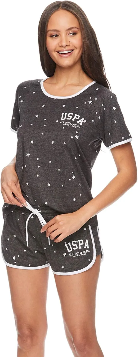 U.S. Polo Assn. Cute Pajama Set for Women, Comfy Tri-Blend PJ Tee Shirt and PJ Shorts, Womens Pajama Sets