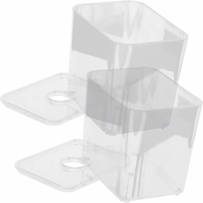 Vaguelly 2Pcs Clear Stackable Cotton Swab Organizers with Flat Lid Pet Makeup Storage Box for Cotton Pads Sponges Hair Accessories Versatile Desktop