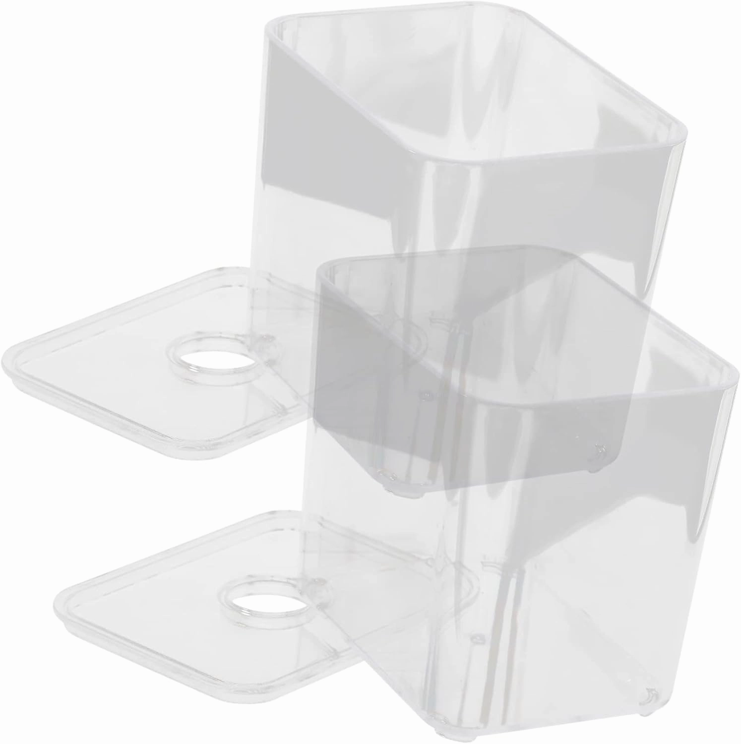 Vaguelly 2Pcs Clear Stackable Cotton Swab Organizers with Flat Lid Pet Makeup Storage Box for Cotton Pads Sponges Hair Accessories Versatile Desktop