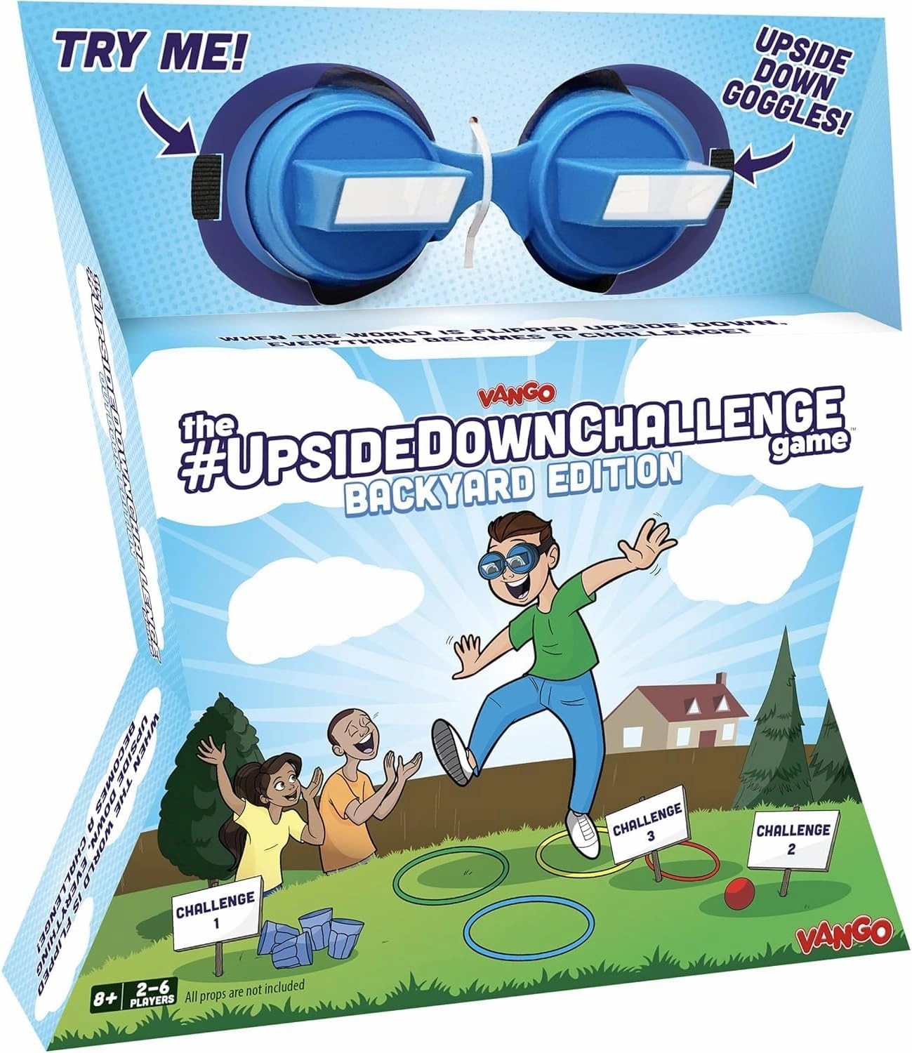 Vango The UpsideDownChallenge Game Backyard Edition for Kids & Family - Complete Fun Outdoor Challenges with Upside Down Goggles - for Game Night and Lawn Parties - Ages 8 