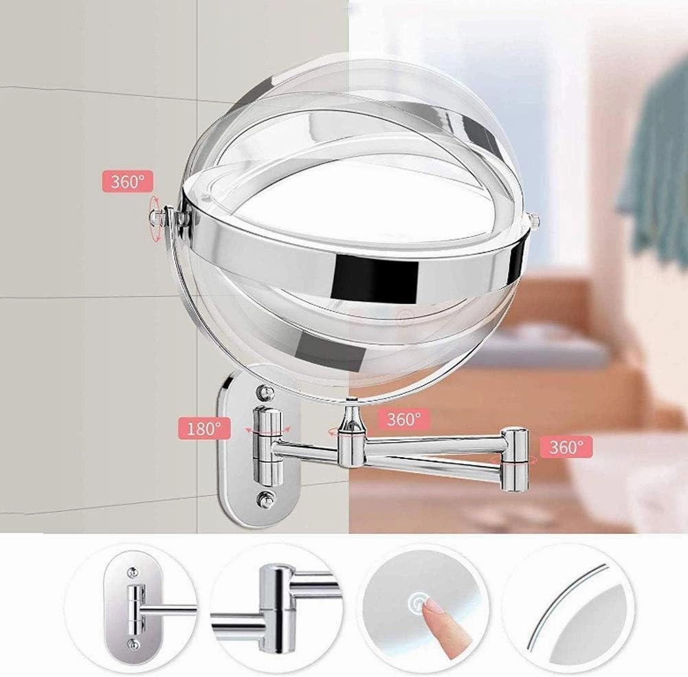 Vanity Mirror with Lights Magnifying, Adjustable and Extendable Bathroom Shaving Mirror, Swivel Mountable Makeup Mirror (Size : 3X)