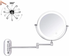 Vanity Mirror with Lights Magnifying, Adjustable and Extendable Bathroom Shaving Mirror, Swivel Mountable Makeup Mirror (Size : 3X)