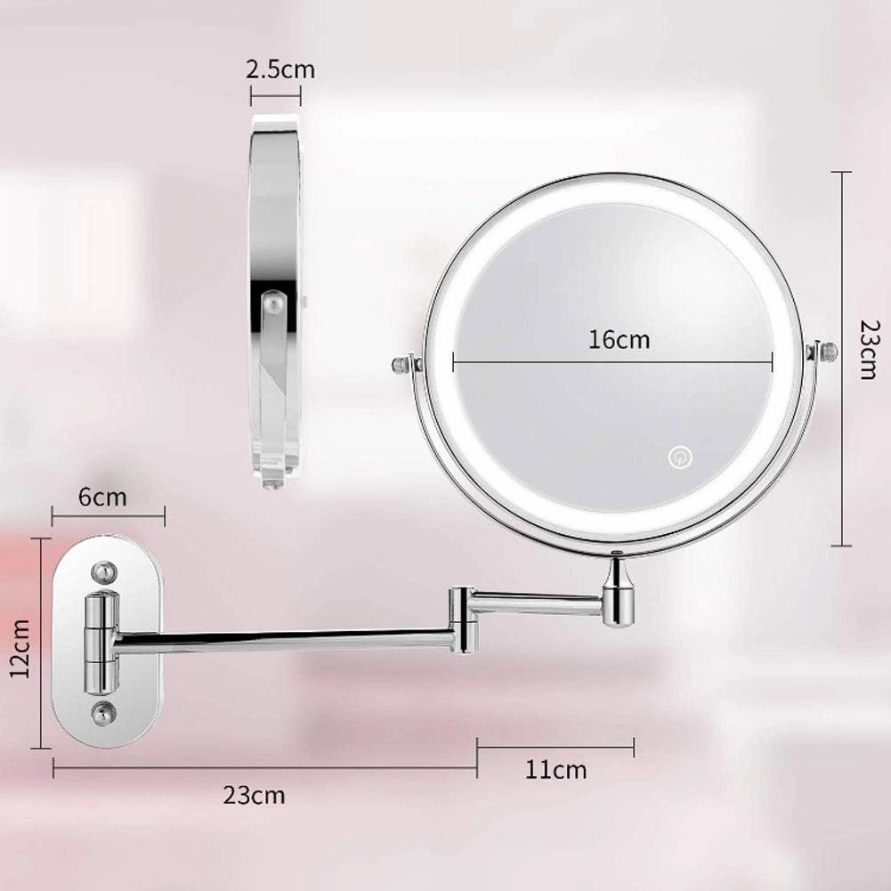Vanity Mirror with Lights Magnifying, Adjustable and Extendable Bathroom Shaving Mirror, Swivel Mountable Makeup Mirror (Size : 3X)