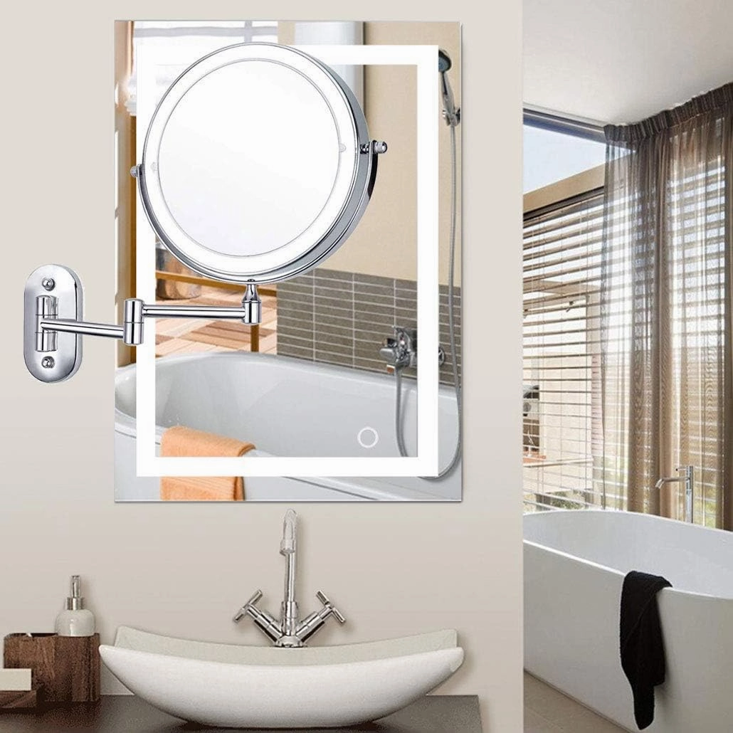 Vanity Mirror with Lights Magnifying, Adjustable and Extendable Bathroom Shaving Mirror, Swivel Mountable Makeup Mirror (Size : 3X)