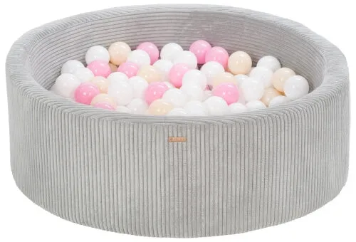 Velinda Soft Play Ball Pit with 300 Balls - Corduroy Fabric - 90cm - Kids Play Toy