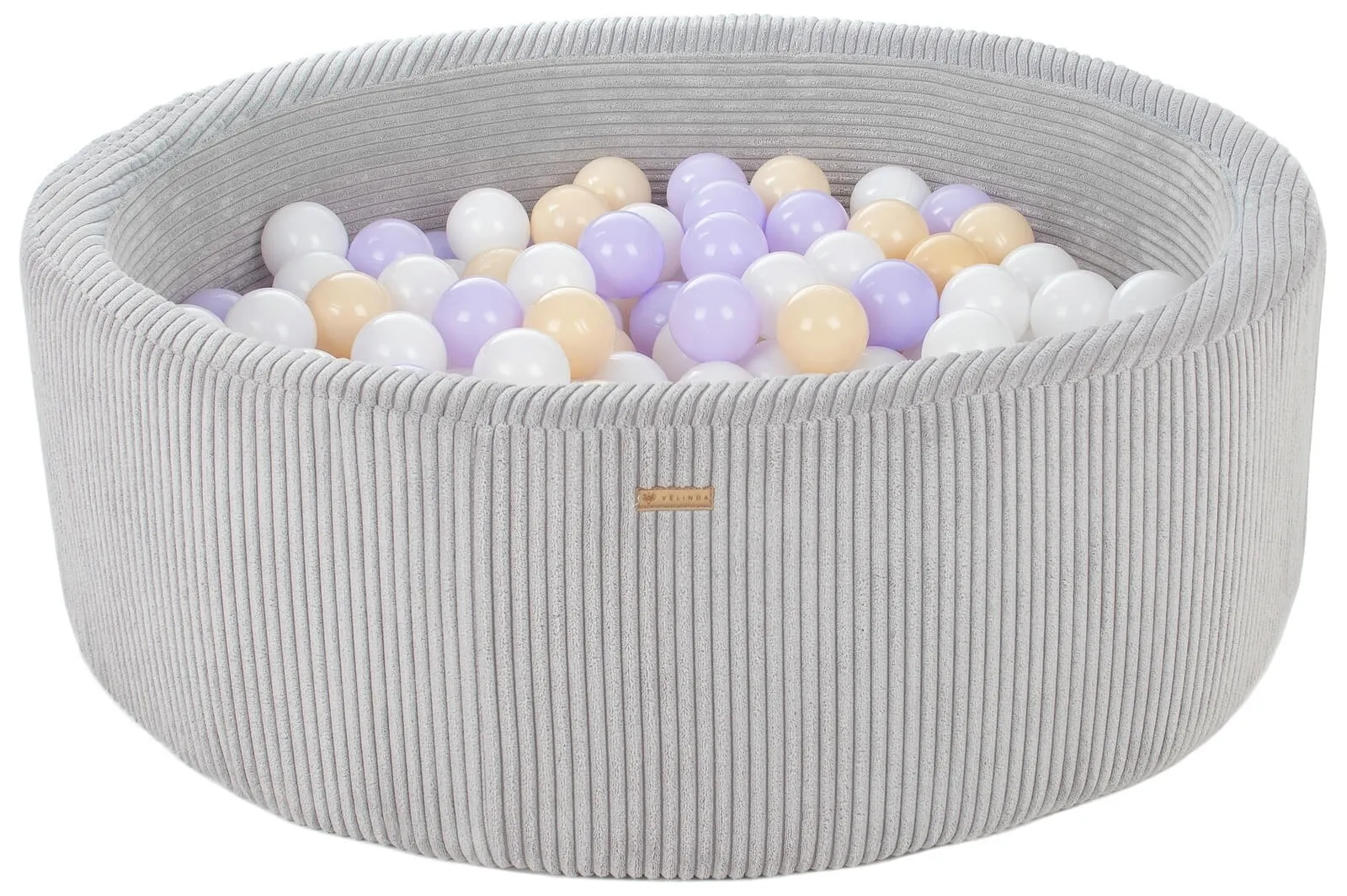 Velinda Soft Play Ball Pit with 300 Balls - Corduroy Fabric - 90cm - Kids Play Toy