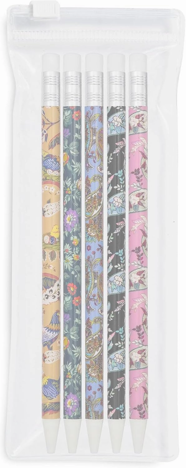 Vera Bradley Mechanical Pencil Set of 5, Pencils Take 0.7mm Lead (Fall 23 Medley)