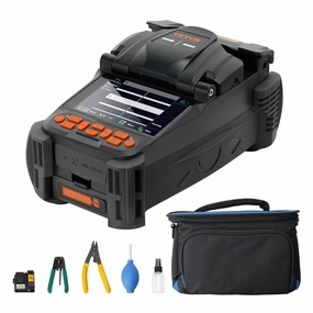 VEVOR Fiber Fusion Splicer 6 Motors, Core Alignment Fiber Optic Fusion Splicer with 4" Digital LCD Screen, 3 in 1 Optical Fiber Holder, Auto Focus Optical Fiber Cleaver Kit 5-6s Splicing 9-25s Heating