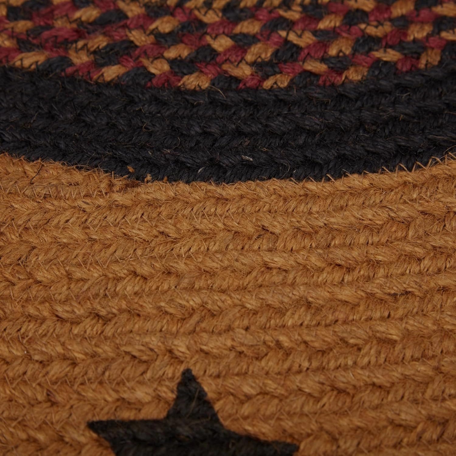 VHC Brands Heritage Farms Primitive Star Jute Yellow Accent Rug Half Circle w/ Pad 16.5"x33"