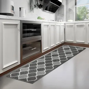 Villsure Kitchen Rugs and Mats, Non Skid Kitchen Runner Rug Absorbent Resist Dirt Kitchen Floor Mat Comfort Standing Mat Made of 100% Polypropylene Machine Washable,17.7"x59",Black