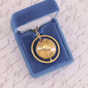 Vintage Spinning Globe Pendant of 18k Gold