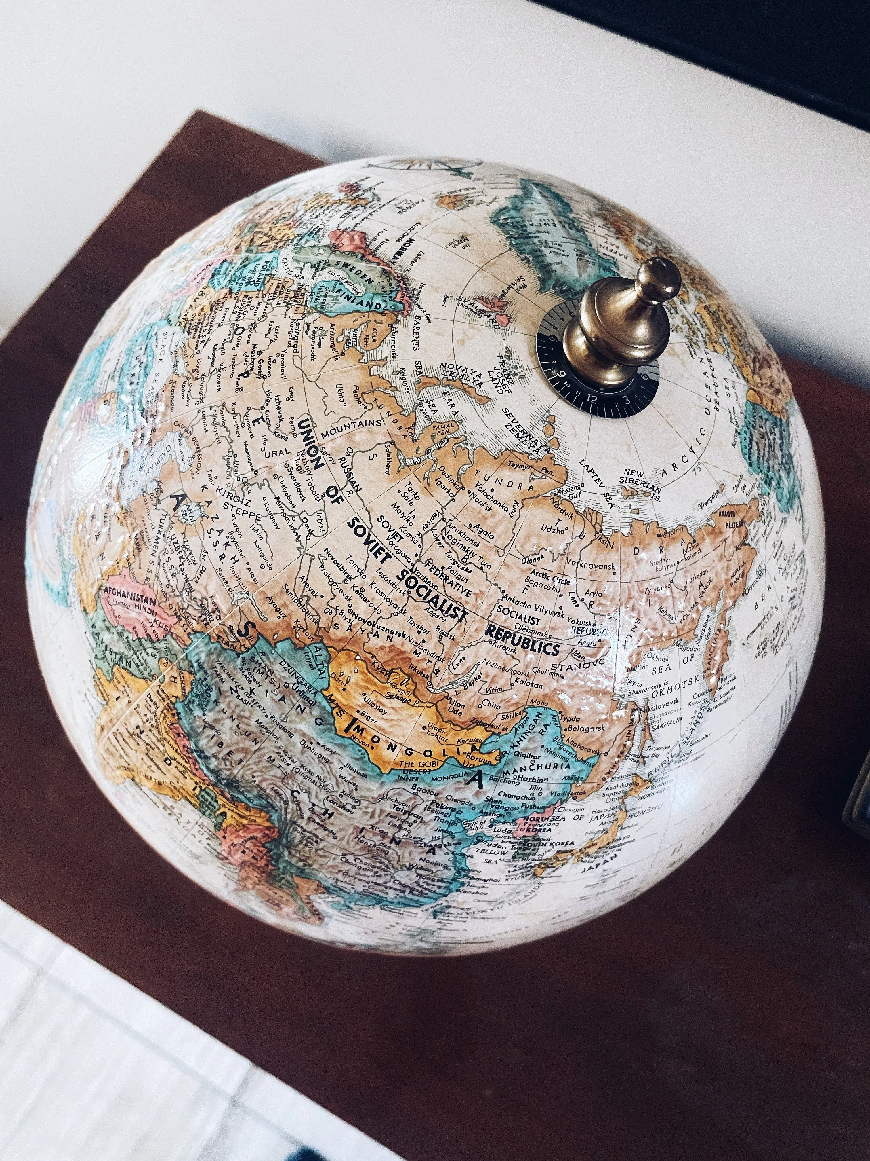 Vintage World Globe on Elegant Wooden Base