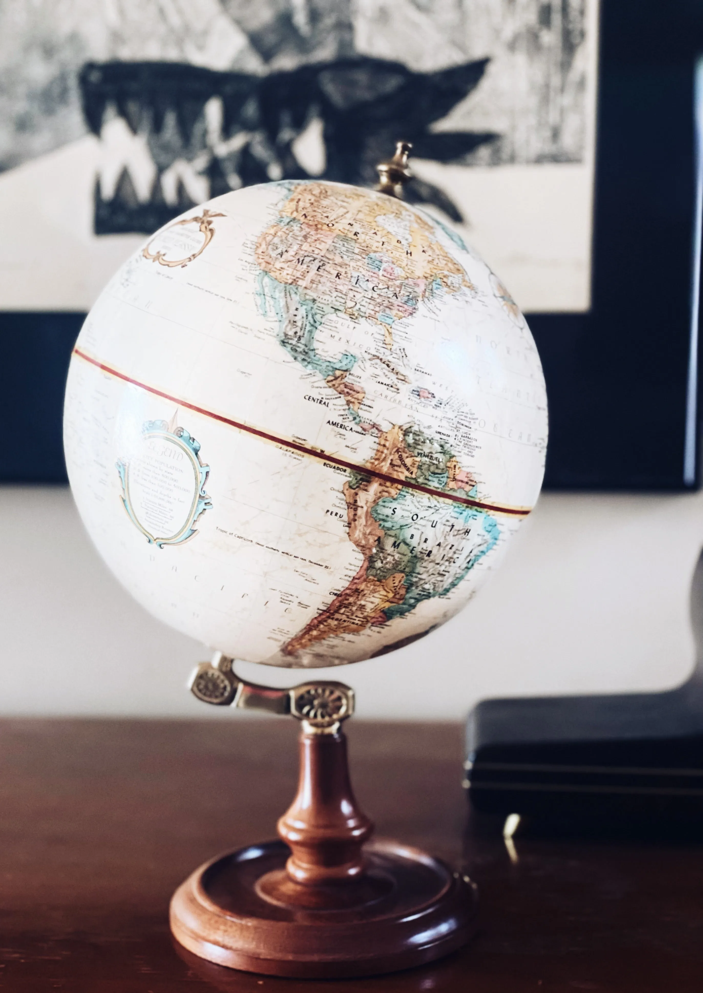 Vintage World Globe on Elegant Wooden Base