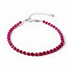Vintage Real Natural Ruby Bracelet 0.12x0.12″ Round Shape Gemstone 925 Sterling silver Overlay Handmade Cuff Crystal Jewelry