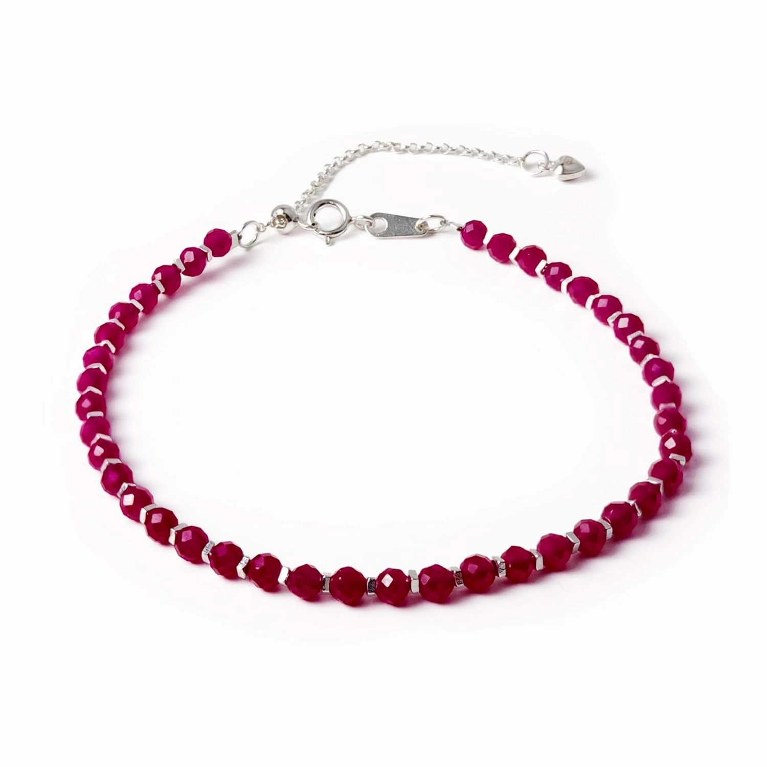 Vintage Real Natural Ruby Bracelet 0.12x0.12″ Round Shape Gemstone 925 Sterling silver Overlay Handmade Cuff Crystal Jewelry
