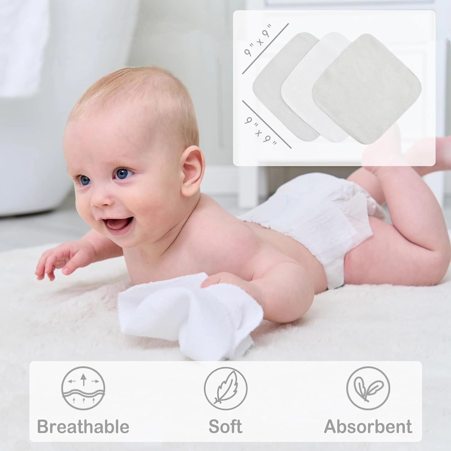Viviland Baby Towels and Baby Wash Cloths Set Hooded Baby Towels Baby Wipes Absorbent Bath Face Towels Burp Cloths or Face Towels for Girl Boy 6-Pack Size 28 x 28 Inch(Grey Koala)