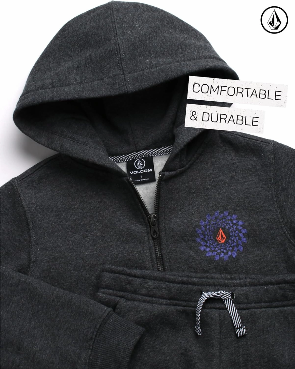 Volcom Infant Baby Boys' Tracksuits - 2 Piece Soft Fleece Full Zip Up Hoodie and Jogger Pants Set for Toddler Boys (12M-7)