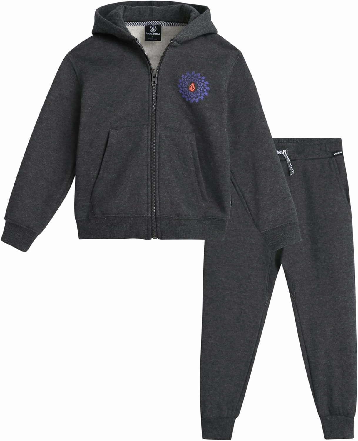 Volcom Infant Baby Boys' Tracksuits - 2 Piece Soft Fleece Full Zip Up Hoodie and Jogger Pants Set for Toddler Boys (12M-7)