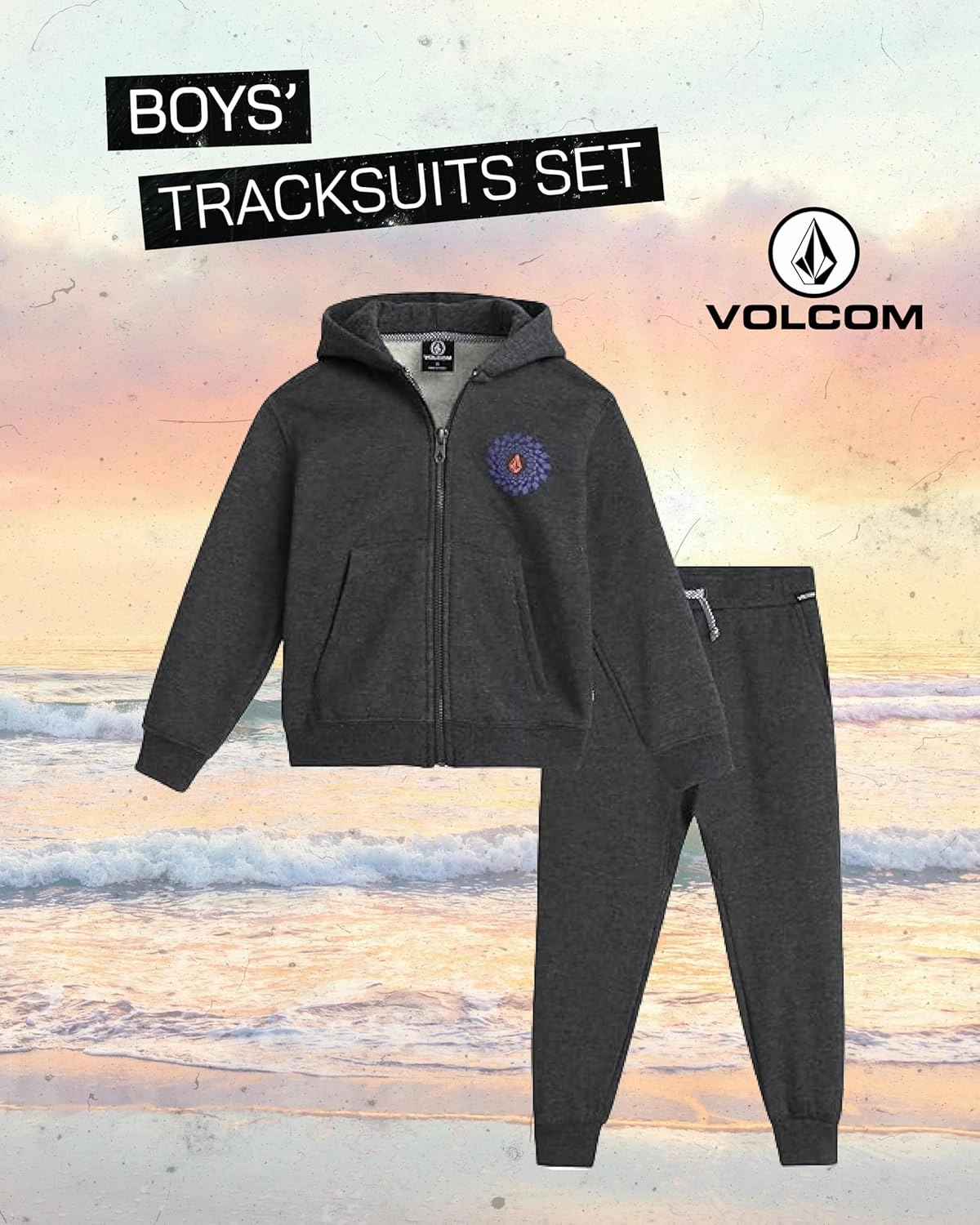 Volcom Infant Baby Boys' Tracksuits - 2 Piece Soft Fleece Full Zip Up Hoodie and Jogger Pants Set for Toddler Boys (12M-7)