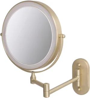 Wall Mounted Makeup Mirror with Lights Rechargeable 10X Magnification Vanity Mirror and Led Touch Dimming 360 Swivel Double Sided Cosmetic Mirror for Faical Skina5X
