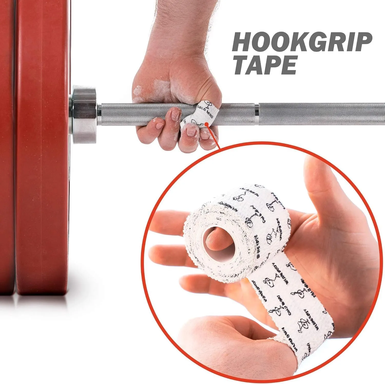 WARM BODY COLD MIND Lifting Thumb Tape for Olympic Weightlifting - Hook Grip Tape for Powerlifting, Cross Training, Gym Tape, Workout, Weight Lifting Tape, Athletic Finger Wrap