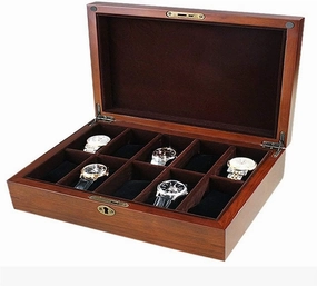 Watch Display Box Wooden 10 Grid Watch Display Box (Storage Box with Lock Watch)