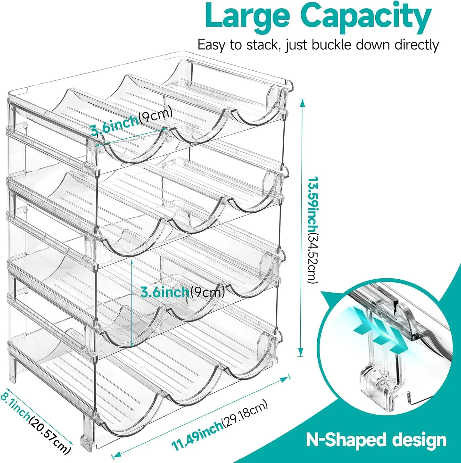 Water Bottle Organizer, Stackable Bottle Storage Rack, 4 Pack Water Bottle Holder for Cabinet Organization, Plastic Wine Racks/Drink Bottle Holder