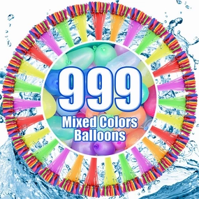 Water for Kids Adults Balloons with Refill Kits Quick Fill Balloons Set, Summer Splash Party,Games for Kids Boys & Girls Adults, Outdoor Backyard Games Water Toys for Pool, Party, Yard Games(999pcs)
