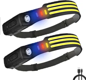 Wave-Pro 230° Ultra-Light Motion-Sensing Headlamp,Wave Pro Rechargeable Headlamp - Ideal for Camping & Outdoor Adventures - Features 3 Front-Facing LED Strips (2 Pcs)