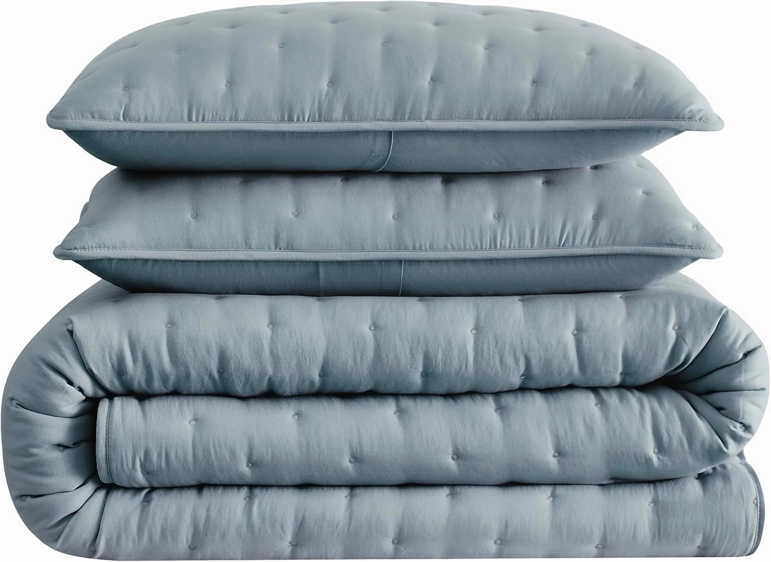 WDCOZY Blue Cloud Quilt King Size Bedding Set with Pillow Sham, Puffy Cozy Lightweight Bedspread Coverlet, Soft Cute Bed Cover for All Season - 3 Pieces, 104x90 inches