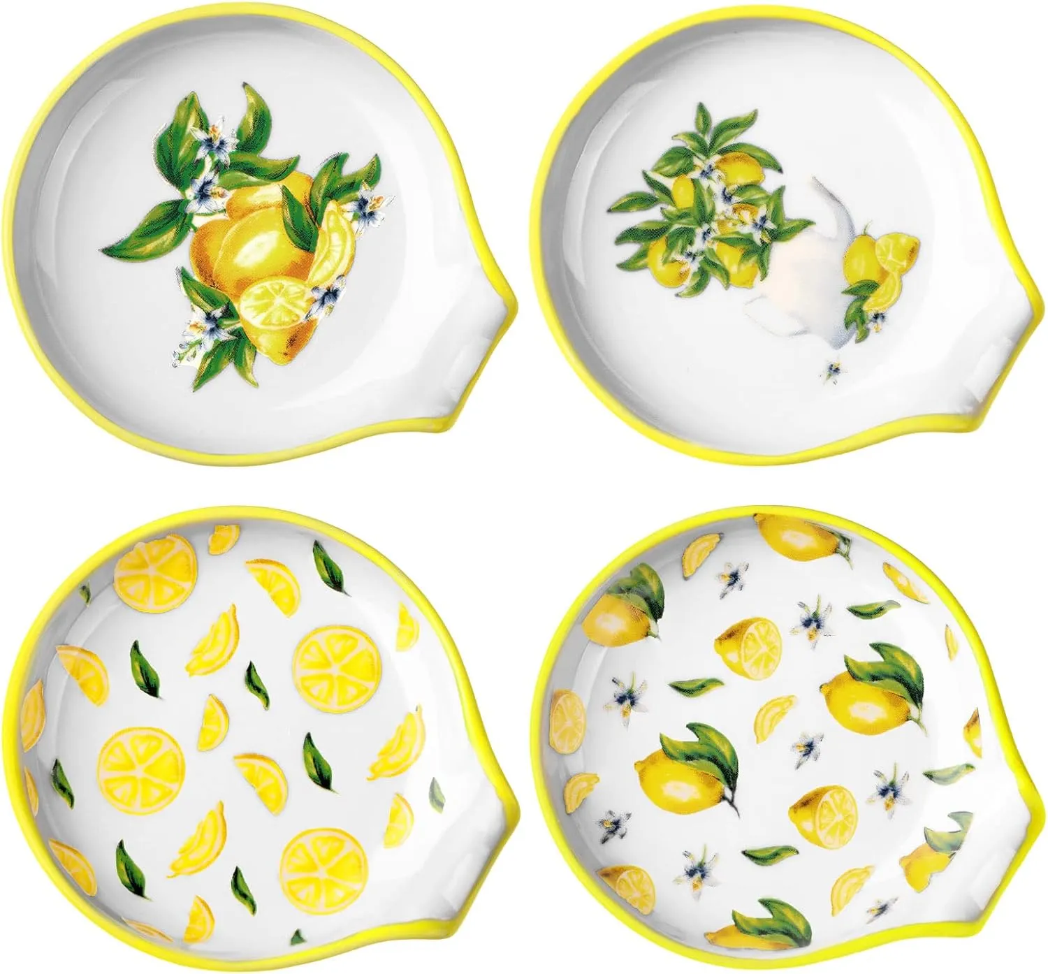 WILLBOND 4 Pcs Ceramic Spoon Rest Lemon for Stove Top Kitchen Decor Cute Tea Farmhouse Housewarming Gifts Cooking Utensil Holder Counter Decoration (Lemon), approx. 3.9 x 3.4 0.7 inches