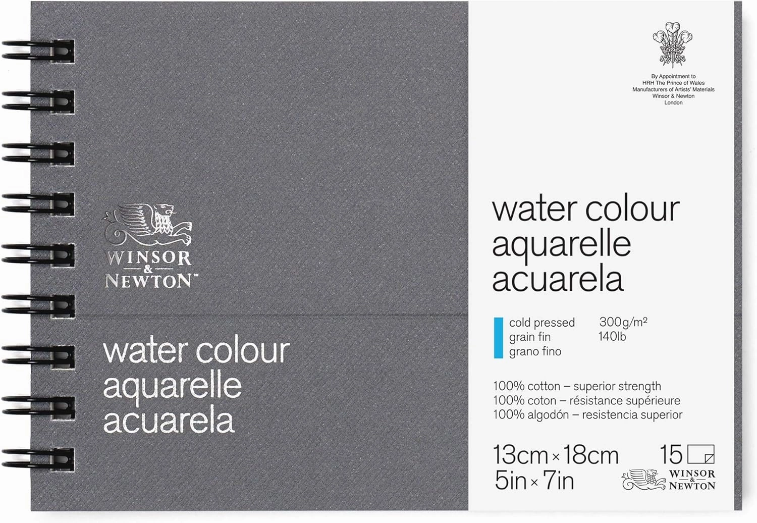 Winsor & Newton Professional Watercolor Paper Journal, Cold Pressed 140lb, 5x7, White
