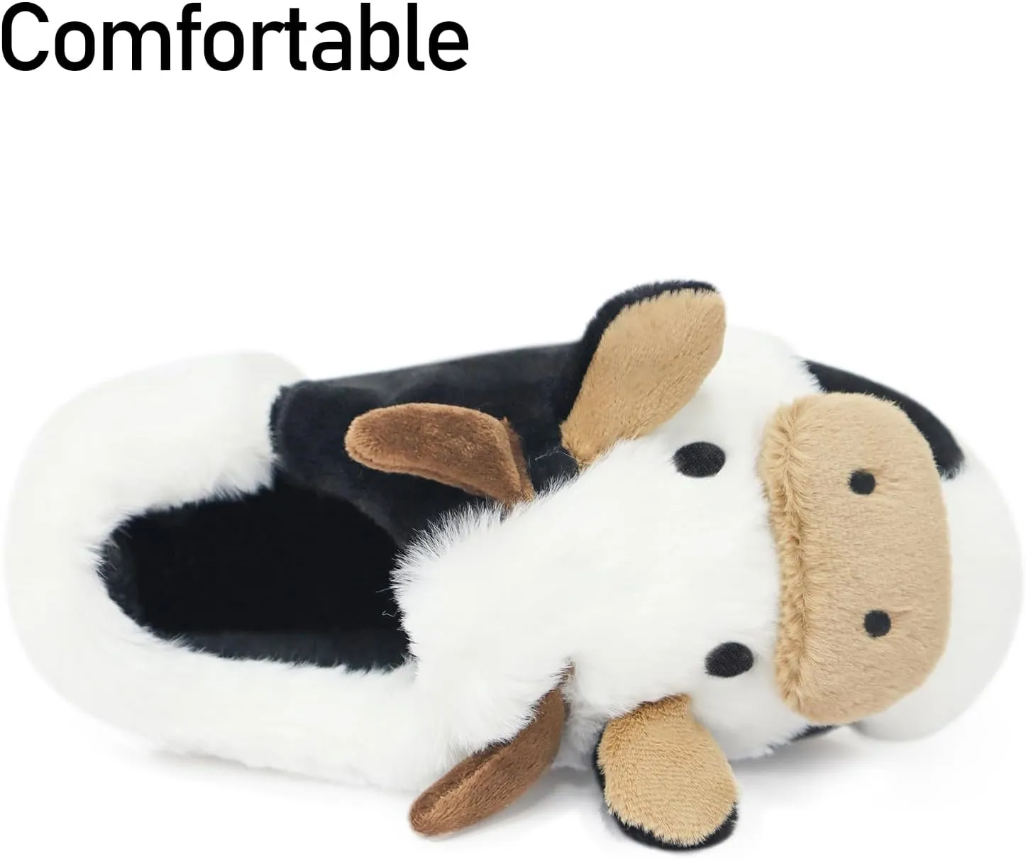 Women Cute Animal Cow Slippers - Cartoon Indoor Outdoor Man Cotton House Fuzzy Comfortable Slides