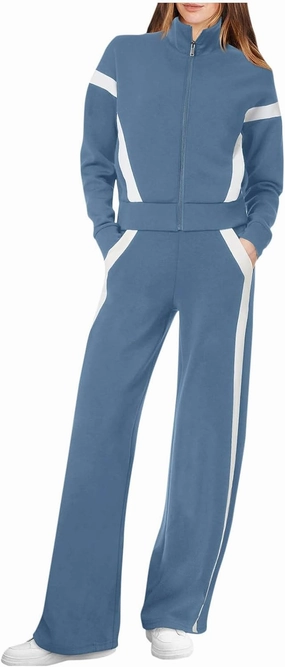 Women Active Wear 2 Piece Sets Sports Tracksuit Zipper Sweatshirt Matching Pants Sets Athletic Clothing Sets