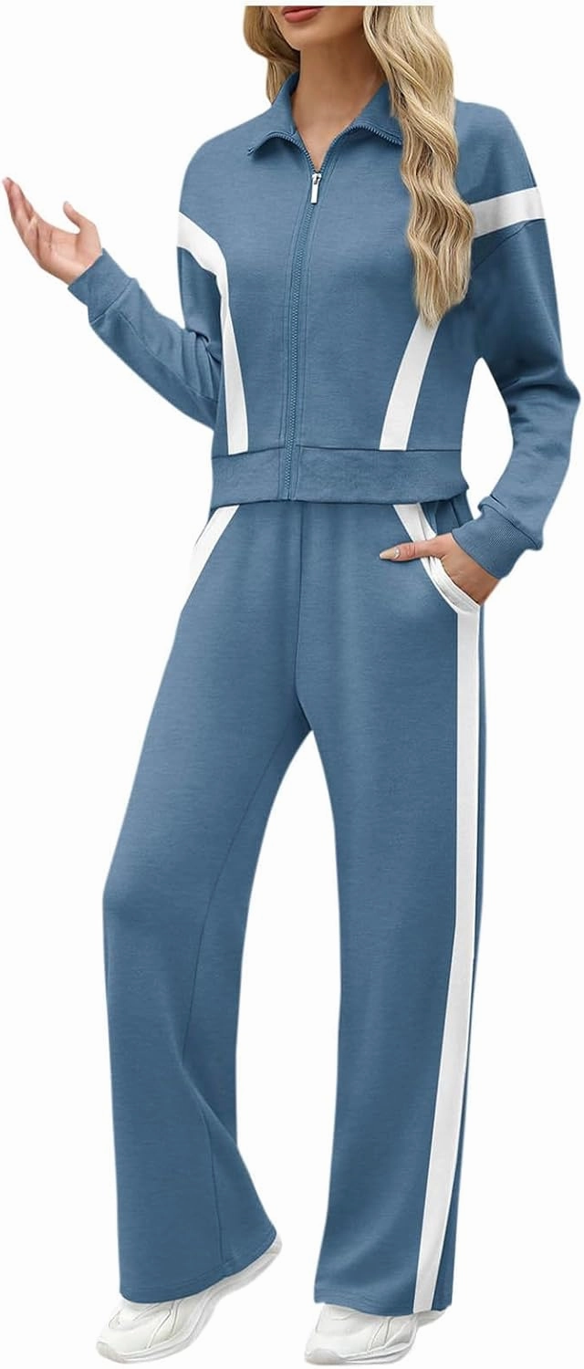 Women Active Wear 2 Piece Sets Sports Tracksuit Zipper Sweatshirt Matching Pants Sets Athletic Clothing Sets