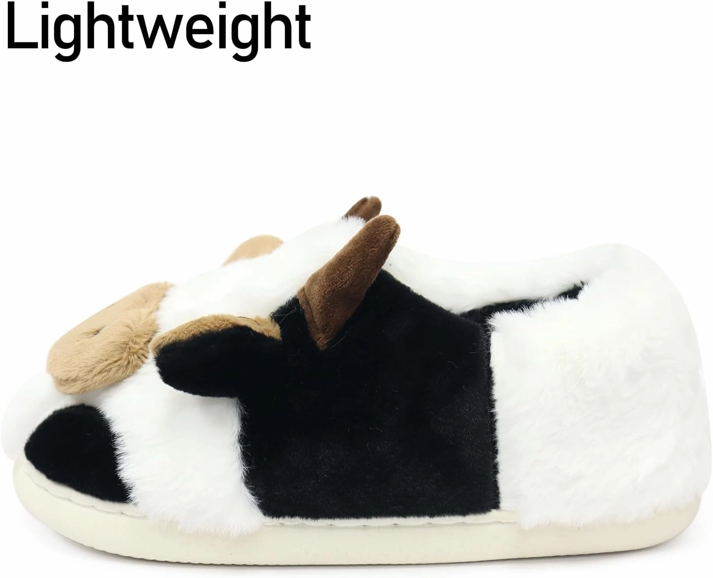 Women Cute Animal Cow Slippers - Cartoon Indoor Outdoor Man Cotton House Fuzzy Comfortable Slides
