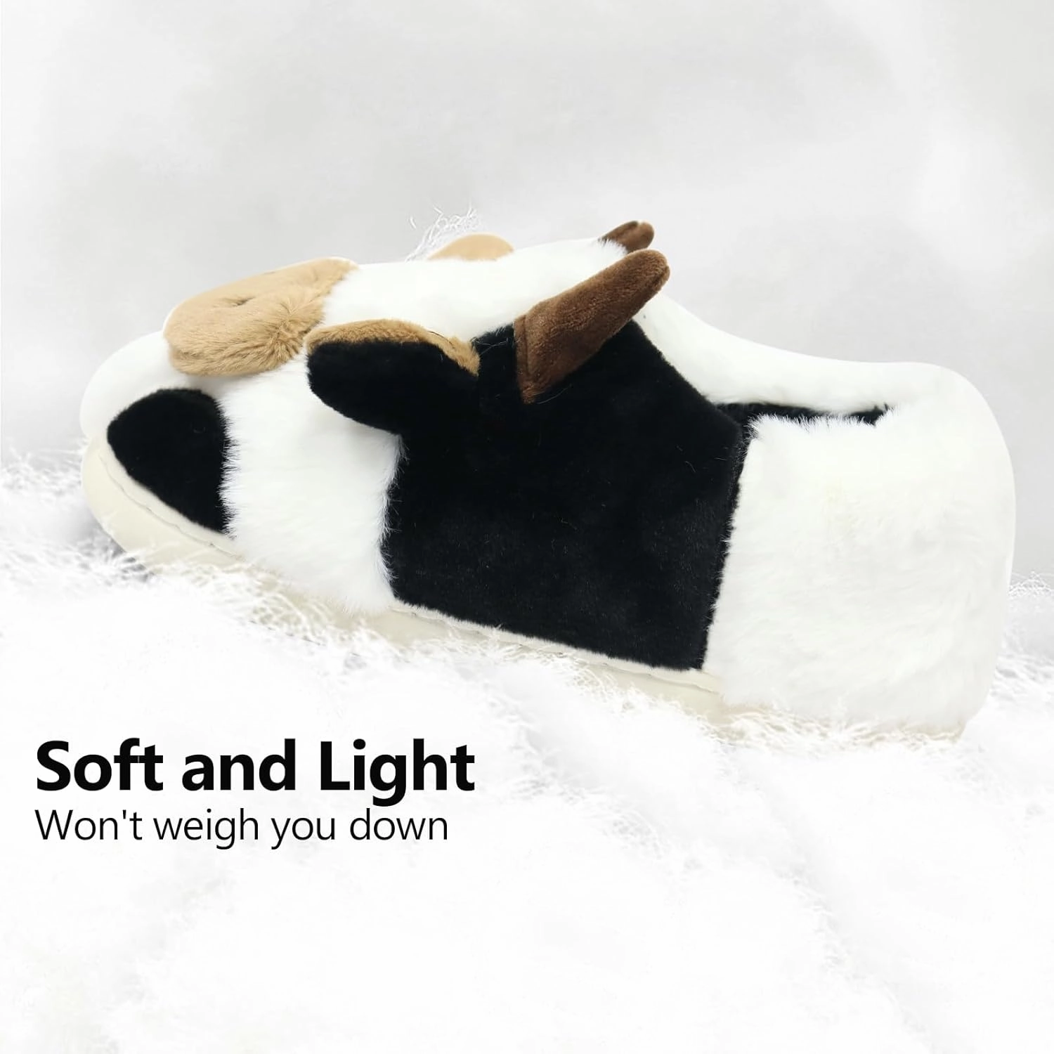 Women Cute Animal Cow Slippers - Cartoon Indoor Outdoor Man Cotton House Fuzzy Comfortable Slides
