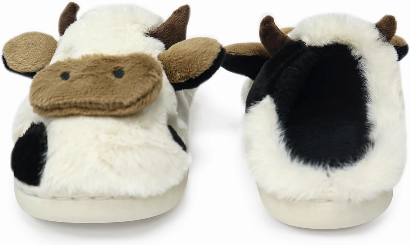 Women Cute Animal Cow Slippers - Cartoon Indoor Outdoor Man Cotton House Fuzzy Comfortable Slides
