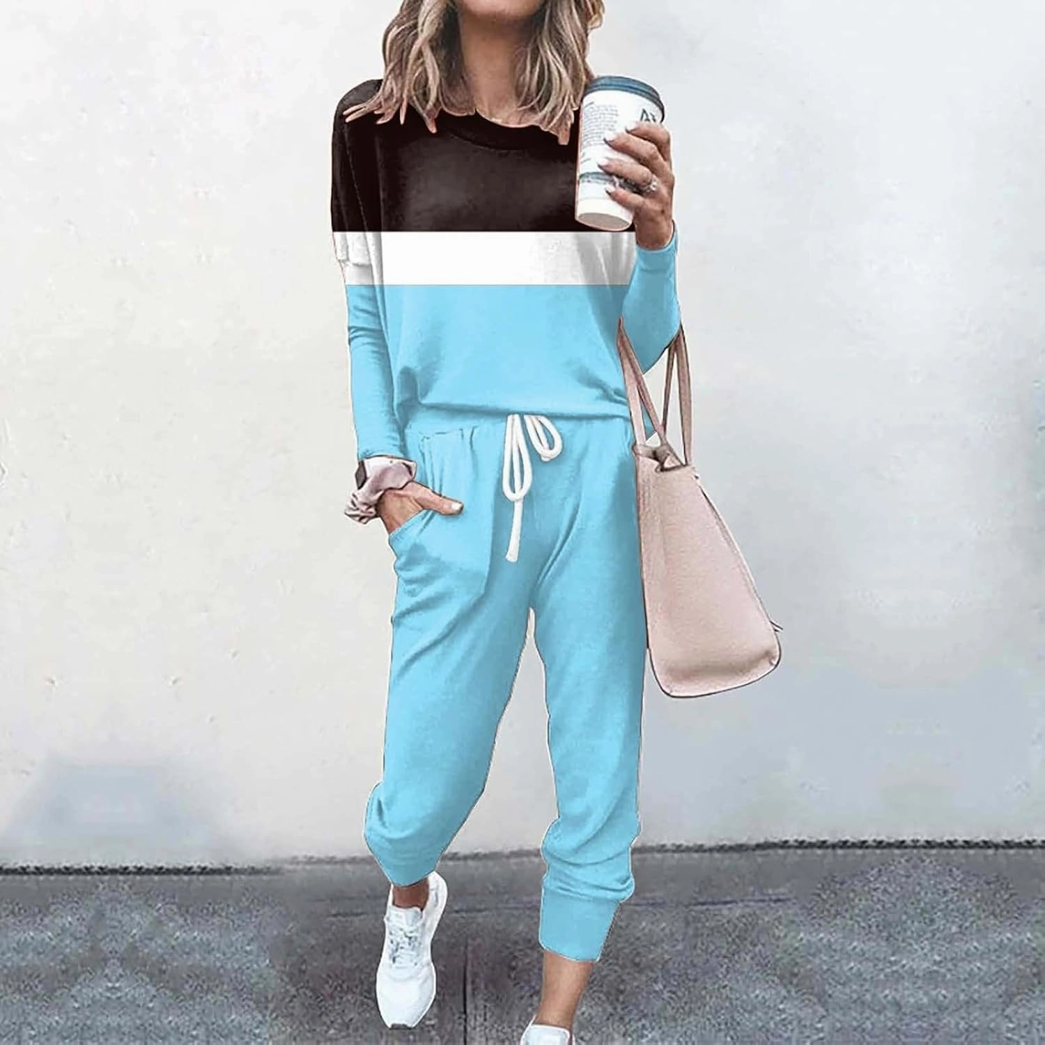 Women's 2 Piece Outfits Long Sleeve Crewneck Pullover Tops and Long Pant Tracksuit Sweatsuits with Sweatpants 2 Piece