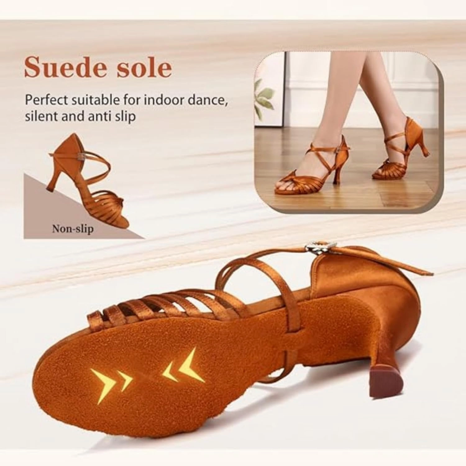 Women's Latin Dance Shoes Satin Open Toe Professional Ballroom Salsa Practice Performance Dancing Shoes Suede Sole